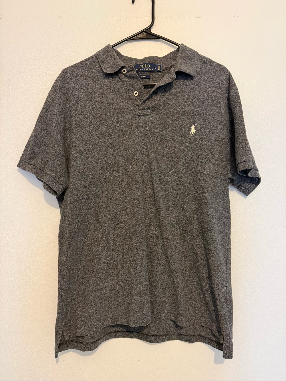 Ralph Lauren Men's Dark Heather Gray Polo with Embroidered Pony